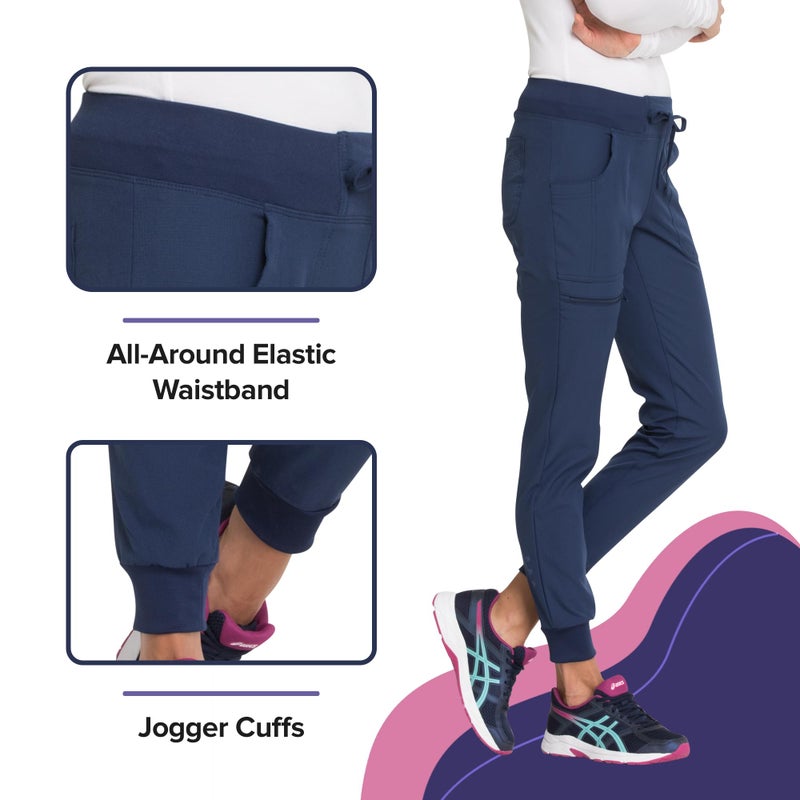 HeartSoul Women's Medical Scrub Jogger Pants Contemporary fit Drawstring Waistband Jogger with 5 Pockets - HS030, L, Navy - Image 4